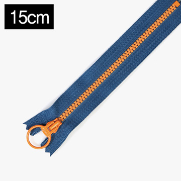 [YKK] 비슬론 콤비 지퍼 3호(15cm) - 네이비(오렌지) (개)