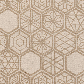 [코카] 심플 스타일 엮은 문살 린넨 캔버스 프린트원단 - 내츄럴베이지 (1/2Yd)