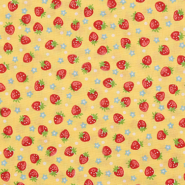 [유와] 마츠야마 아츠코 리틀 스트로베리 셔팅 프린트원단 - 옐로우 (1/4yd) (D02)AT826597-A (개)