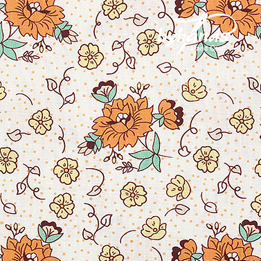 [바이핸즈] DTP 다알리아 피드색 컬러 프린트원단 - 오렌지 (1/2Yd)