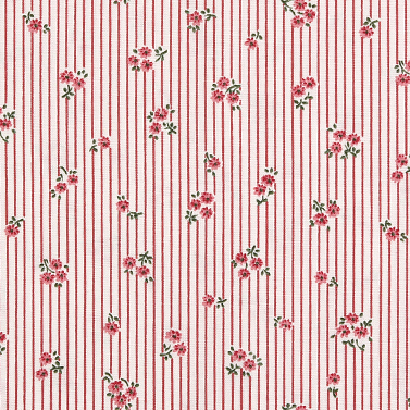 [세븐베리] 브로드 플라워 스트라이프 D2 프린트원단 - 핑크 (1/2Yd)