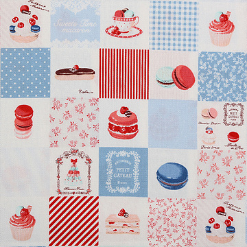 [유와] 스윗츠 론도 컬렉션 스위트 블럭 미니 옥스포드 프린트원단 - 레드블루 (1/4yd) (D02)156212-E