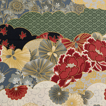 [퀼트게이트] 히야카 료란 어텀 시팅 프린트원단 - 멀티4 (1/2Yd)