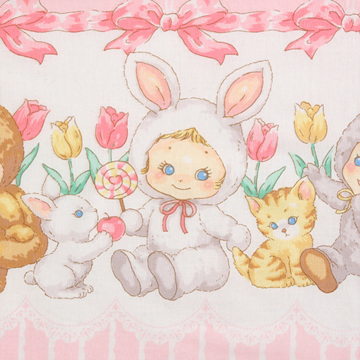 [퀼트게이트] 퍼니 퍼니 캔디 11 셔팅 프린트원단 - 핑크 (1/2Yd)