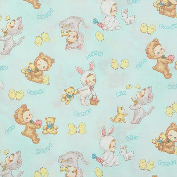 [퀼트게이트] 퍼니 퍼니 캔디 13 셔팅 프린트원단 - 민트 (1/2Yd)