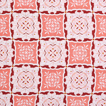 [라일리블레이크] 하트 송 타일 프린트원단 - 코랄 (1/2Yd)