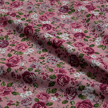 [국산린넨] 대폭 파스텔로즈 린넨 프린트원단 - 핑크 (1/2Yd)