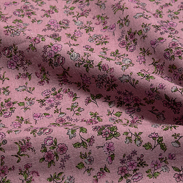 [국산린넨] 대폭 스위티플라워 린넨 프린트원단 - 핑크 (1/2Yd)