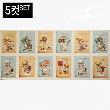 [바이핸즈] 대폭 DTP 빈티지 보니 보넷 하프 린넨 프린트 커트지 148cm x 60cm 5컷 1SET - L (EYCD-05) (개)