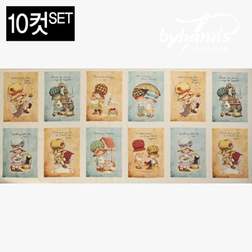 [바이핸즈] 대폭 DTP 빈티지 보니 보넷 하프 린넨 프린트 커트지 148cm x 60cm 10컷 1SET - L (EYCD-05) (개)