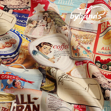 [바이핸즈] 대폭 DTP 빈티지 마켓 하프 린넨 프린트 원단 - 멀티 1YD (EYCD-08) (개)