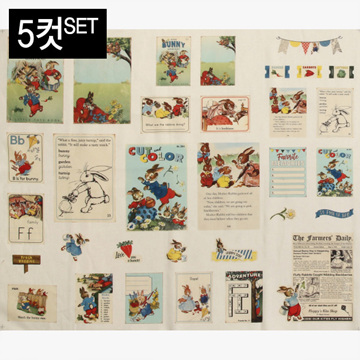 [바이핸즈] 대폭 DTP 빈티지 바니 래빗 하프 린넨 프린트 커트지 140cm x 58cm 5컷 1SET (EYCD-10) (개)