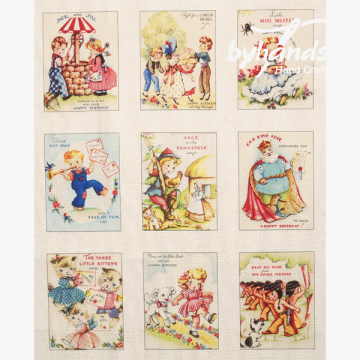 [바이핸즈] 대폭 DTP 빈티지 해피 벌스데이 하프 린넨 프린트 커트지 148cm x 34cm (EYCD-11) (개)