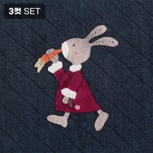 [바이핸즈] DTP 옥스포드 대폭 캐롯 아플리케 입체프린트 커트지 (챠콜) - 3컷 1세트 (EYCD-16) (개)