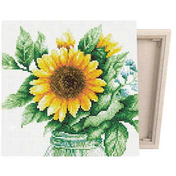 [생활용품2] DIY 비즈 보석십자수 인테리어 꽃그림 액자 해바라기 글라스 - 30x30cm (개)