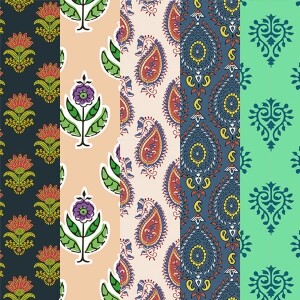 [원단패키지] DTP 빈티지 핸드블록 원단 5375 5종 - 45cm x 26cm BSH5375 (set)