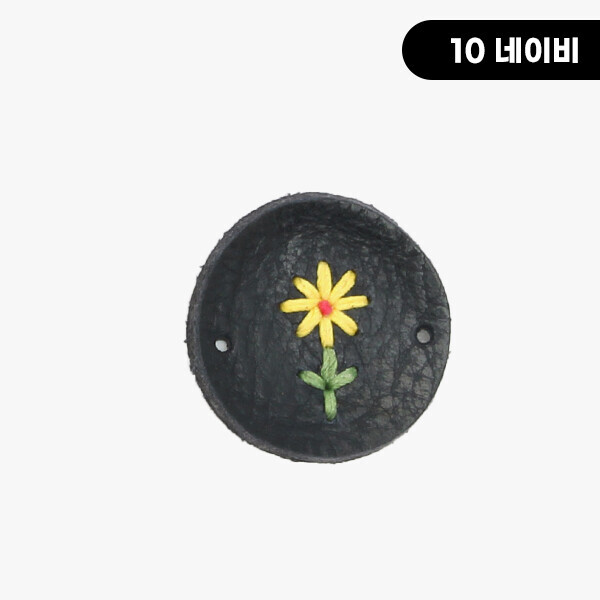 퀼트의시작은? 엔조이퀼트와 함께,[장식부자재] 타원형 꽃자수 핸드메이드 통가죽라벨 ※
