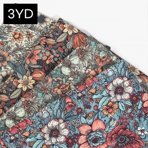 [바이핸즈] DTP 옥스포드 히피 플라워 원단3YD - D1 ☆ (개)
