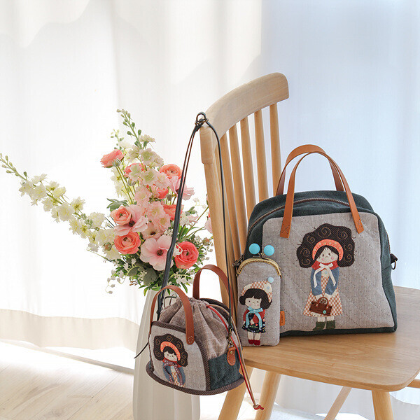 [바이핸즈] 퀼트패키지 소품 - 뽀글소녀 프레임 파우치