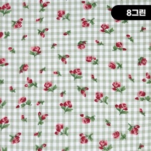 [수입원단] 빈티지 체크 로즈 코튼프린트원단 7000-1 ☆ (1/2Yd)