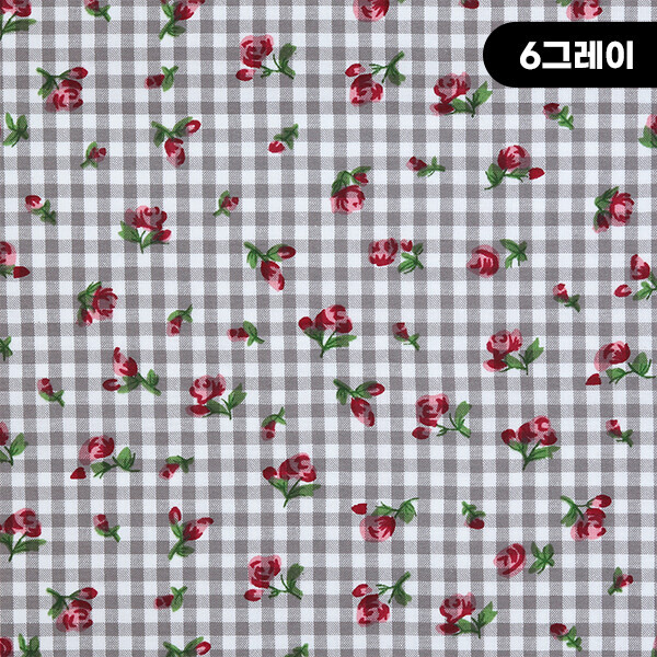 퀼트의시작은? 엔조이퀼트와 함께,[수입원단] 빈티지 체크 로즈 코튼프린트원단 7000-1 ☆