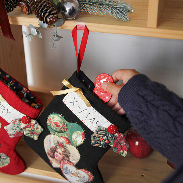 [바이핸즈] 퀼트패키지 소품 - 크리스마스 양말 (2개 세트)