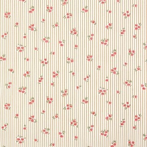 [세븐베리] 브로드 플라워 스트라이프 D2 프린트원단 - 브라운 (1/2Yd)