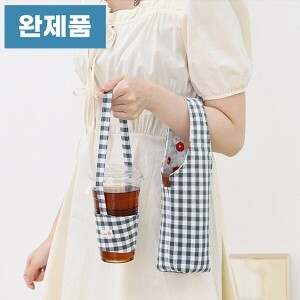 [바이핸즈] 퀼트완제품 가방 - 체크 텀블러백 & 캐리어(그린) (개)