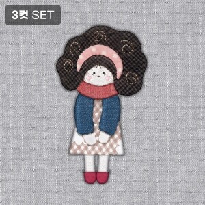 [바이핸즈] DTP 옥스포드 대폭 뽀글소녀 아플리케 입체프린트 커트지 (EYCD-52) - 3컷 1세트 (개)