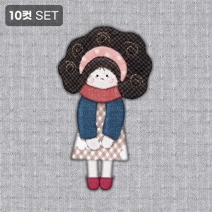 [바이핸즈] DTP 옥스포드 대폭 뽀글소녀 아플리케 입체프린트 커트지 (EYCD-52) - 10컷 1세트 (개)