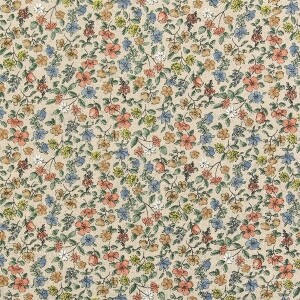 [국산린넨] 대폭 스칼렛플라워 린넨 프린트원단 - 내츄럴 (1/2Yd)