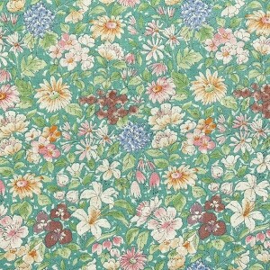 [국산린넨] 대폭 사파이어플로라 린넨 프린트원단 - 초록 (1/2Yd)