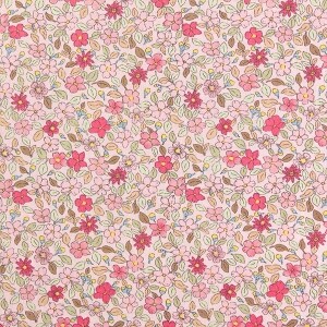 [코튼프린트] 대폭 샤론플라워 프린트원단 - 핑크 (1/2Yd)