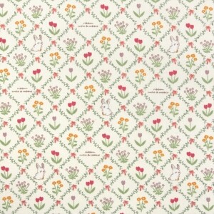 [코튼프린트] 대폭 튤립래빗 프린트원단 - 연노랑 (1/2Yd)