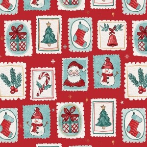 DTP 코튼 크리스마스 스탬프 원단 S (EYPD-D77) (1/2Yd)