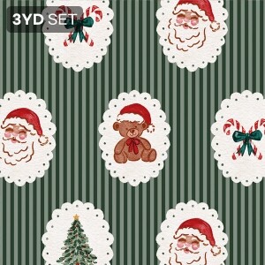 DTP 코튼 크리스마스 도일리 스트라이프 원단 (그린) L - 3YD 1세트 (EYPD-D78) (개)