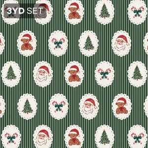 DTP 코튼 크리스마스 도일리 스트라이프 원단 (그린) S - 3YD 1세트 (EYPD-D79) (개)