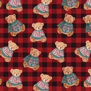 DTP 코튼 니트 베어체크 원단 (EYPD-D83) (1/2Yd)