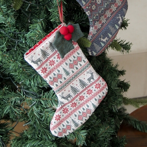 [바이핸즈] 퀼트패키지 소품 - 크리스마스 노르딕 양말 (아이보리) (개)