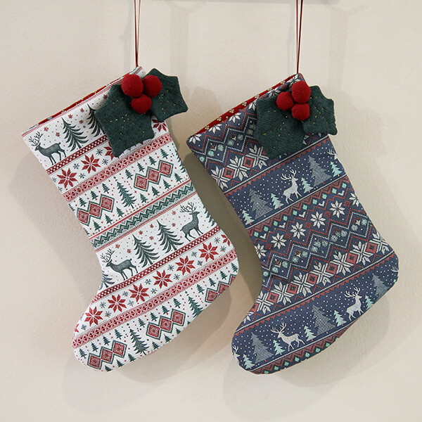 [바이핸즈] 퀼트패키지 소품 - 크리스마스 노르딕 양말 (네이비)