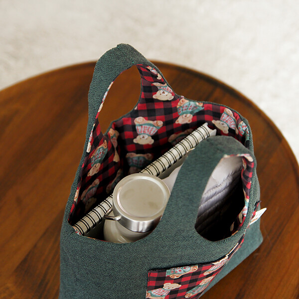 [바이핸즈] 퀼트패키지 가방 - 베어체크 리버서블 에코백