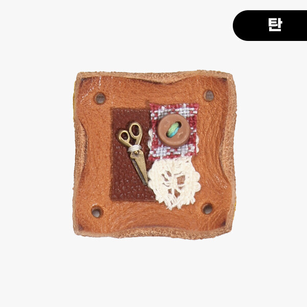 [장식부자재] 핸드메이드 정사각 꼴라쥬 소잉 가죽라벨 ※