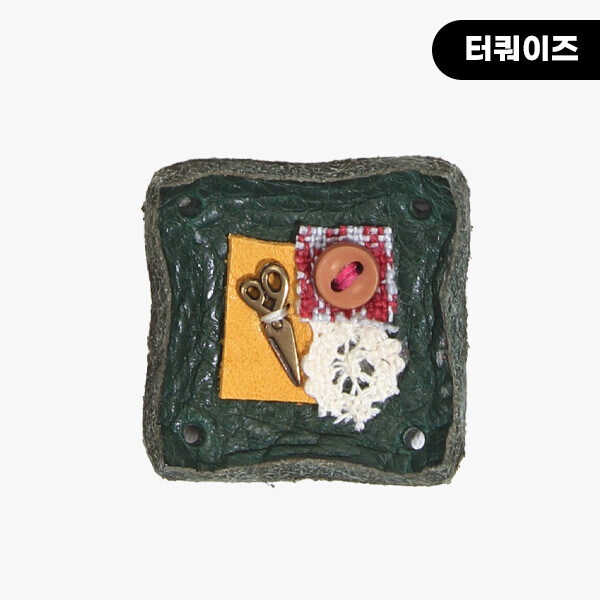 [장식부자재] 핸드메이드 정사각 꼴라쥬 소잉 가죽라벨 ※