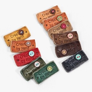 [장식부자재] 핸드메이드 미니단추 통가죽라벨 ※ (개)