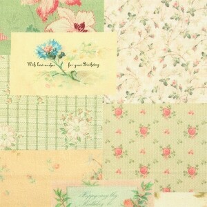 [유와] 고노 사나에 빈티지 플라워 패치워크 셔팅 프린트원단 - 베이지핑크 (1/4yd) KS25-014 (개)