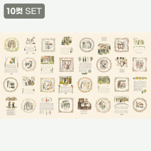 케이트 그린어웨이 플라워 리스 하프린넨 커트지 140cm x 80cm - 10컷 1세트 (개)