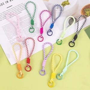 휴대폰 가방 로프 스트랩 키링 고리 줄무늬 5개 세트 (set)
