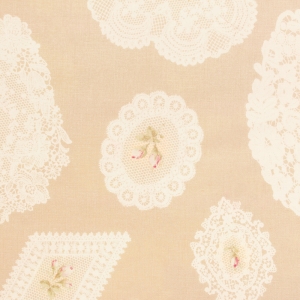 [유와] 플라워 바스켓 로즈 레이스 셔팅 프린트원단 - 크림 (1/4yd) FB829999-A (개)