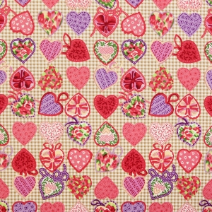 [유와] 크리스마스 하트 셔팅 프린트원단 - 베이지 (1/4yd) 829974-C (개)