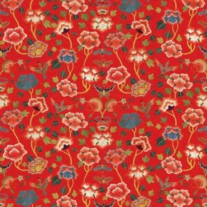 DTP 코튼 전통 활옷 자수 패턴 원단 (1/2Yd)